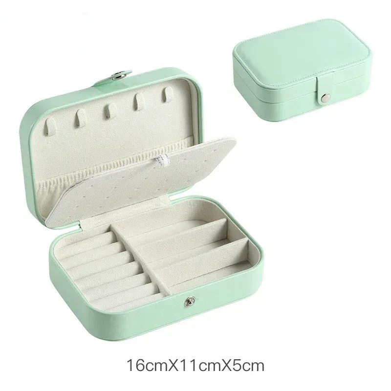 Boîte à bijoux de voyage portable en cuir avec fermeture à bouton et fermeture éclair 9