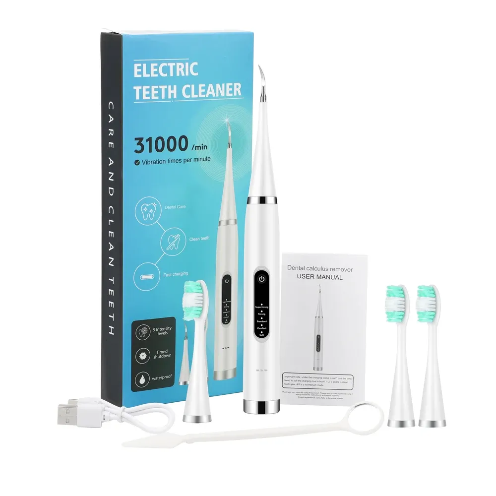 Détartreur dentaire électrique, étanche, pour soins bucco-dentaires, élimine le tartre et la plaque, avec grattoir dentaire et instrument dentaire 7