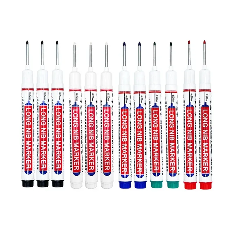 Marqueurs étanches à longue pointe pour trous profonds, lot de 4 ou 12 (rouge, noir, bleu, vert) 9