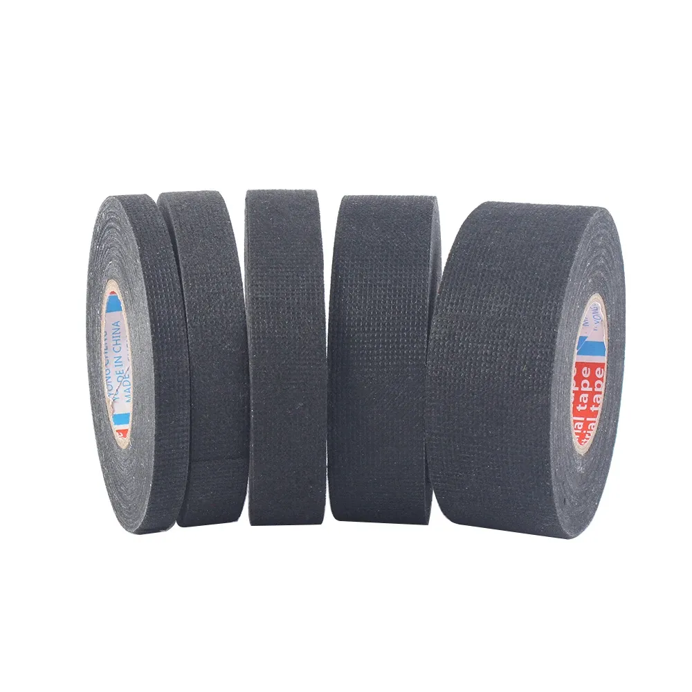 Ruban adhésif en tissu résistant à la chaleur pour faisceaux de câbles automobiles, longueur 15 m, largeur 9 mm, 15 mm, 19 mm, 25 mm ou 32 mm, 1 pièce - Image 1