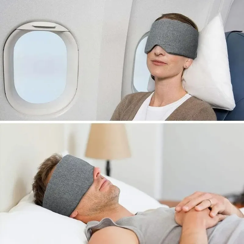 Masque de sommeil gris, détail de la matière