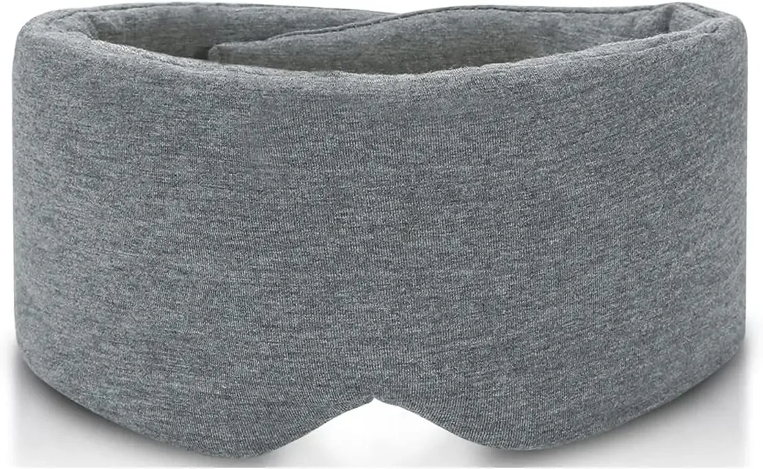 Masque de sommeil en coton respirant, réglable et confortable, gris, à large bord, occultant 7