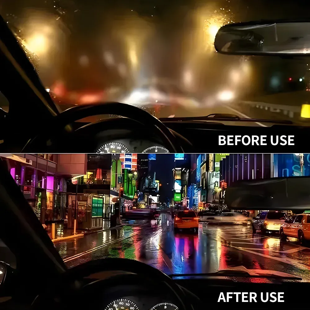 Produit d'entretien pour verre automobile en situation
