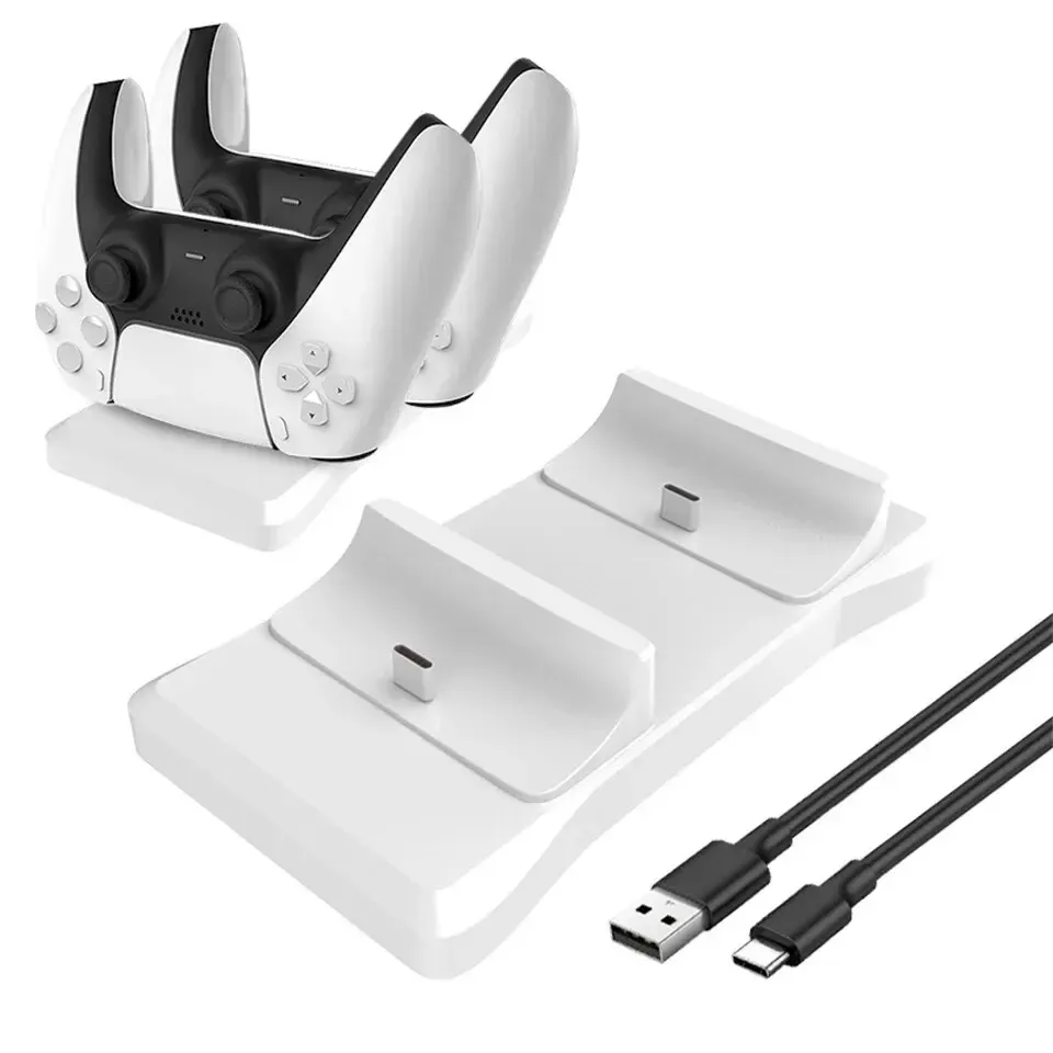 GAMINJA Double support de charge pour manette PlayStation 5, station de recharge PS5 avec adaptateur secteur rapide 5 V 1,2 A 7