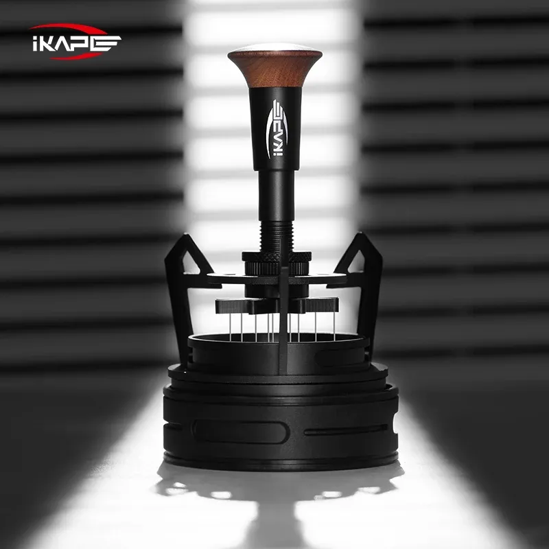 IKAPE V3 Distributeur rotatif WDT pour espresso, agitateur à café avec entonnoir de dosage et support, outil de distribution pour barista 1