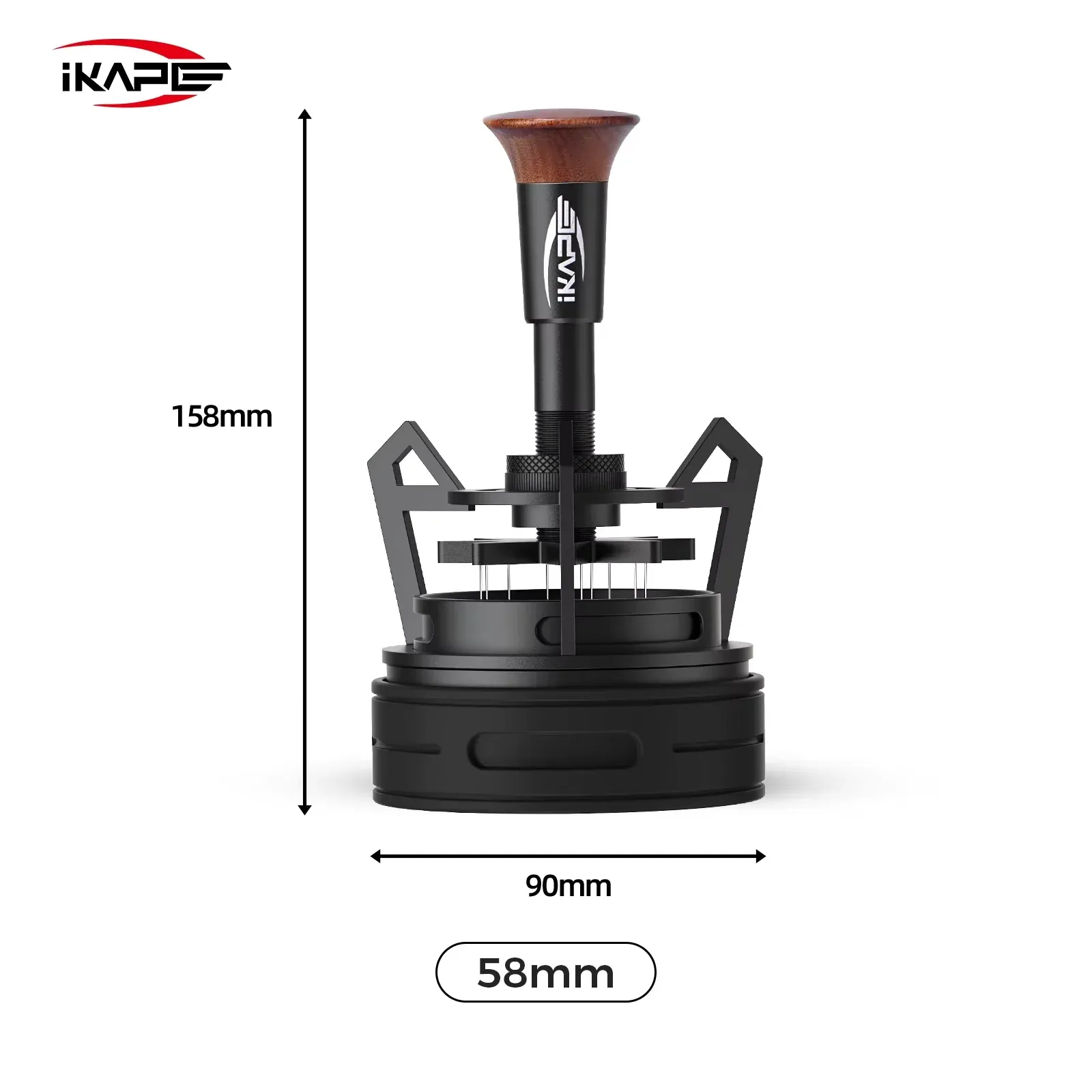 IKAPE V3 Distributeur rotatif WDT pour espresso, agitateur à café avec entonnoir de dosage et support, outil de distribution pour barista 9