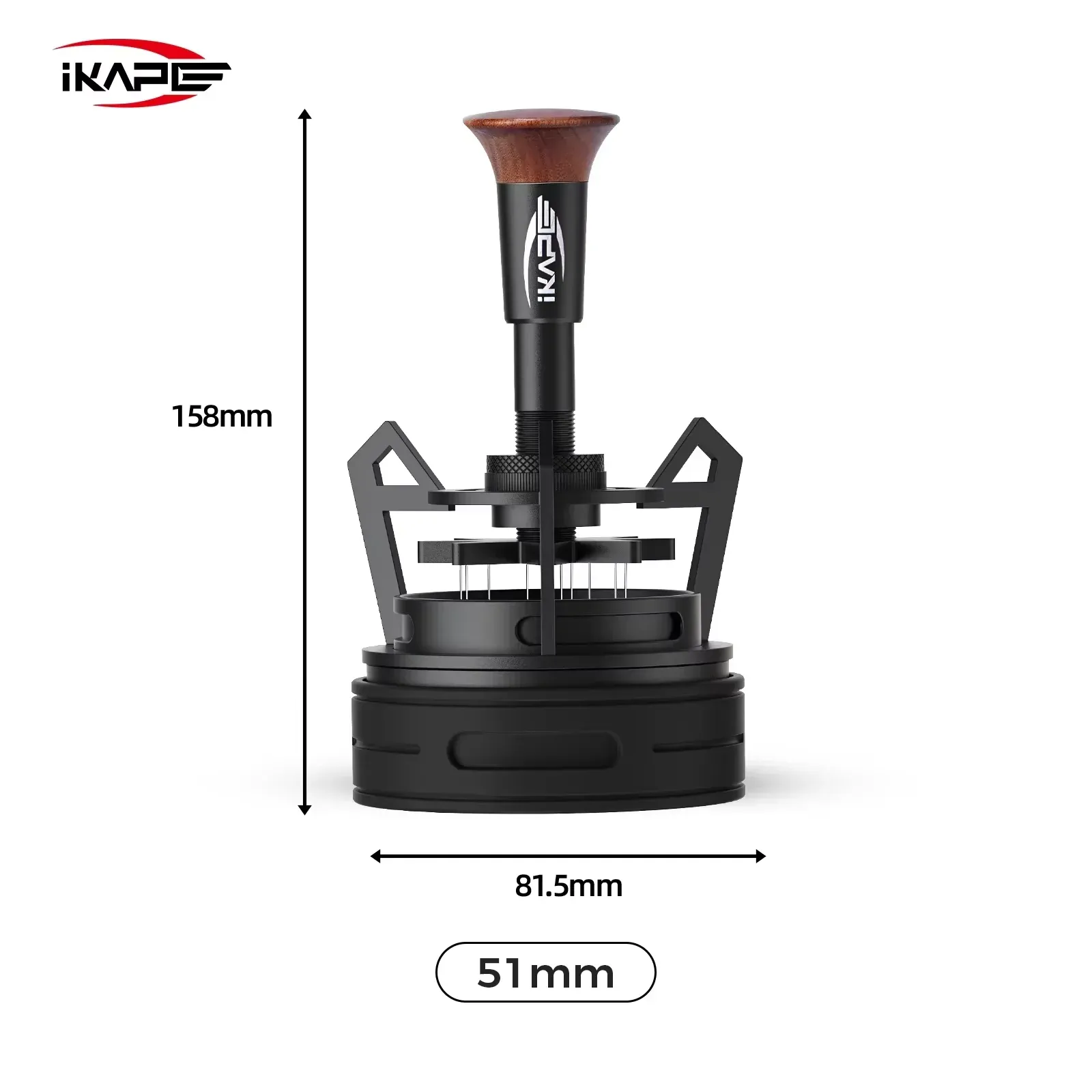 IKAPE V3 Distributeur rotatif WDT pour espresso, agitateur à café avec entonnoir de dosage et support, outil de distribution pour barista 7