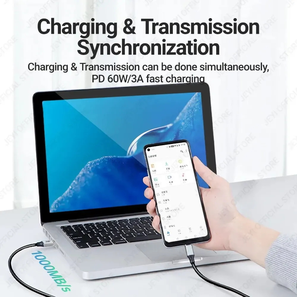 Câble USB-A vers USB-C YI 60W Charge Rapide 10 Gbps Transfert de Données, Compatible Samsung, Xiaomi, HTC, Redmi, Huawei 3