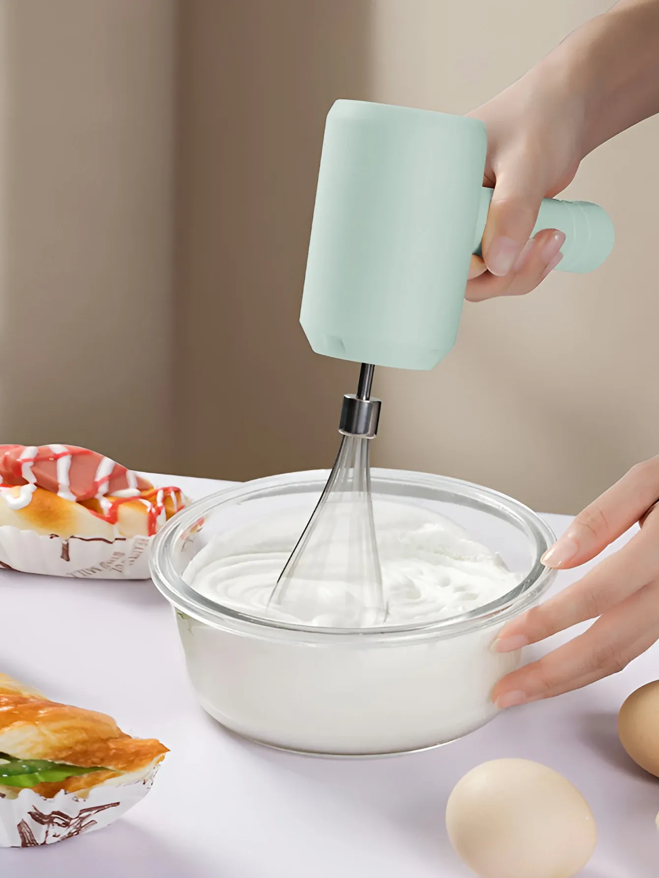 Fouet électrique portable 3 vitesses, mousseur à lait et agitateur pour robot culinaire 2