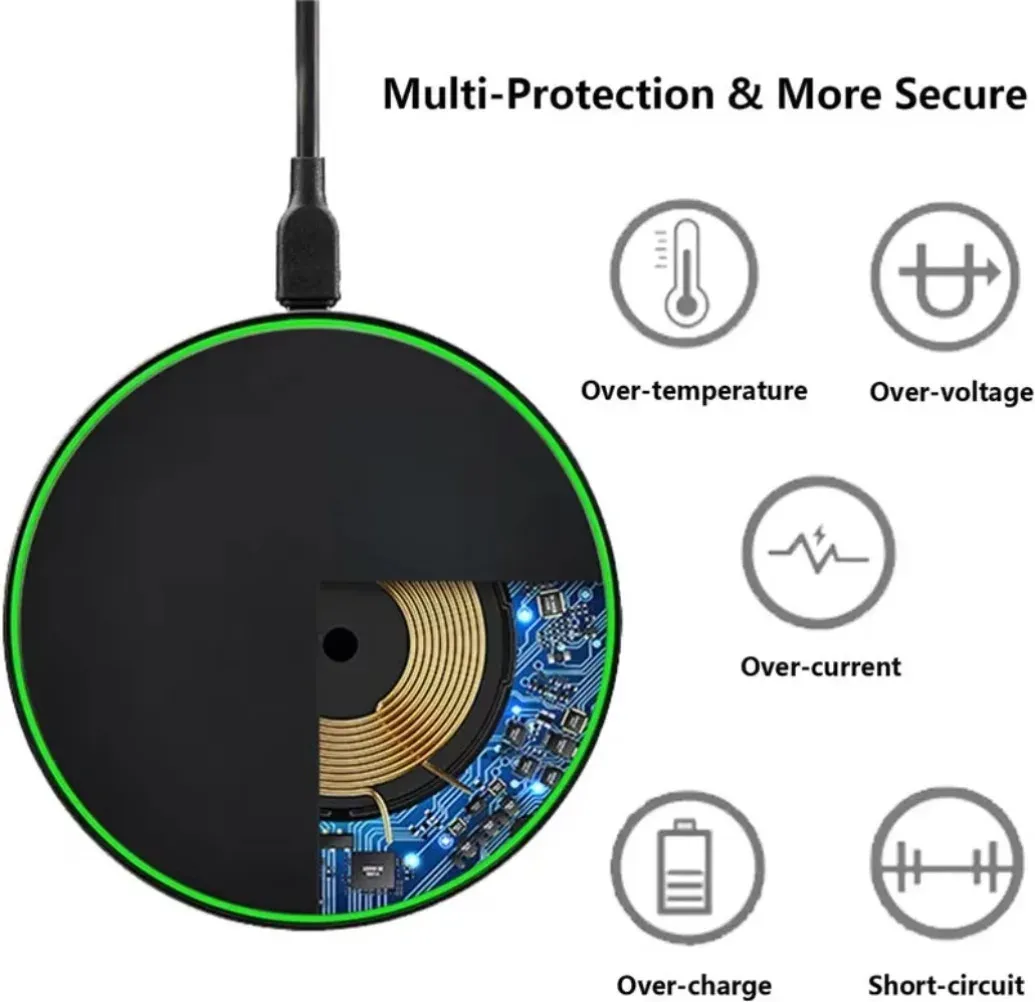 Chargeur sans fil rapide compatible Samsung Galaxy S22 à S25, Xiaomi et iPhone 12 à 16 Pro Max 3