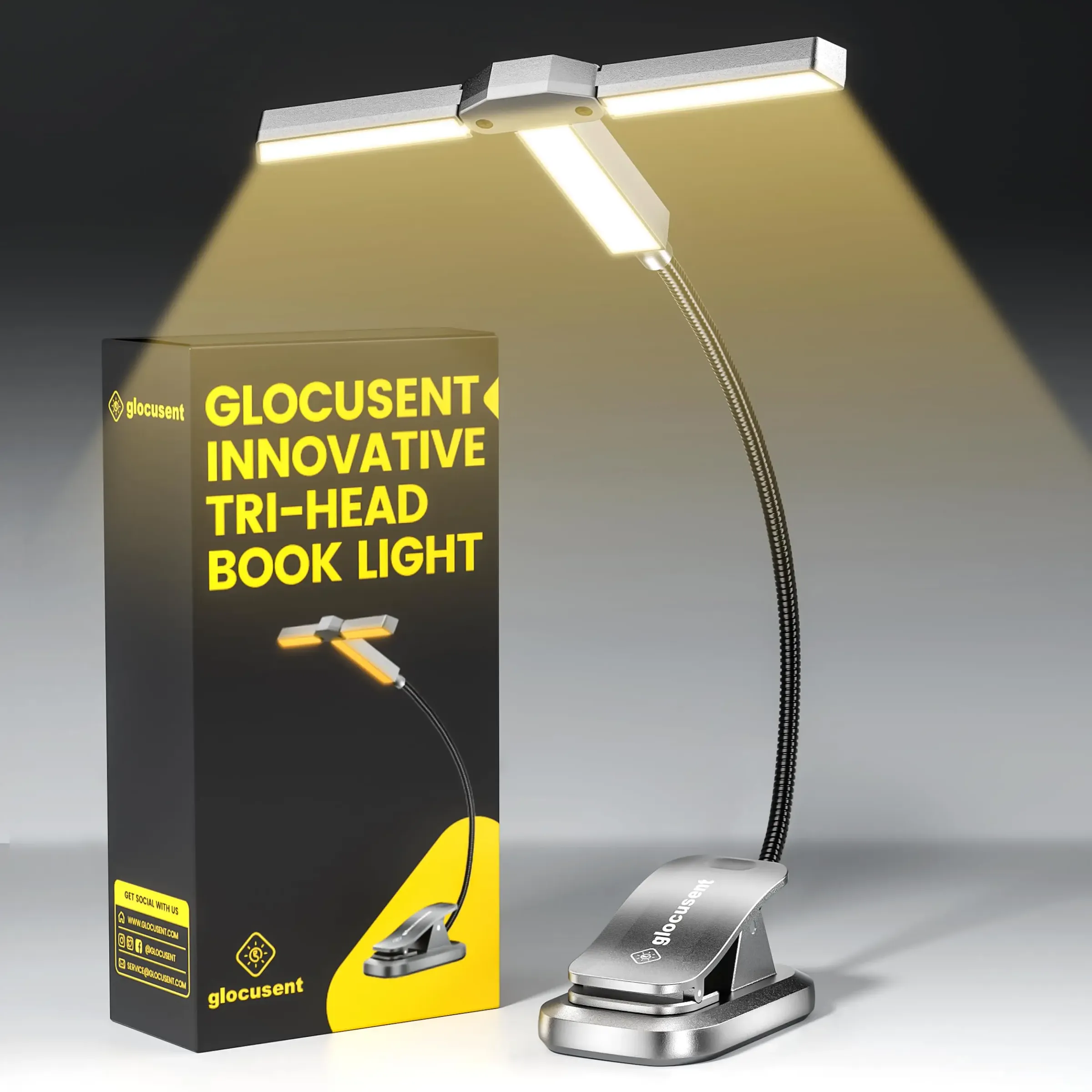 Mini Lampe de Lecture Rechargeable à 22 LED, 1000 mAh, Rotative, Variateur Continu, Portable, pour Bureau