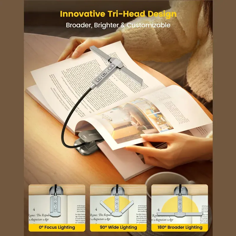 Mini Lampe de Lecture Rechargeable à 22 LED, 1000 mAh, Rotative, Variateur Continu, Portable, pour Bureau 5