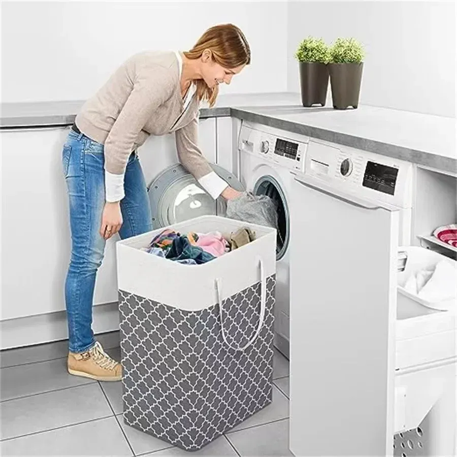 Panier à linge en tissu imperméable 75 L, pliable, grande capacité, rangement pour vêtements 4