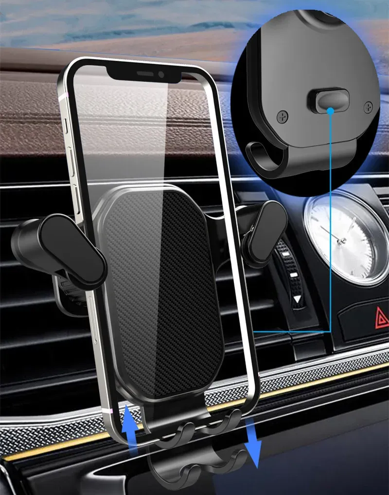 Support de téléphone de voiture par gravité pour smartphone de 4,7 à 7 pouces, support universel antichoc avec clip GPS 5