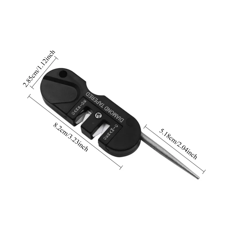 Affûteur de couteaux portable 4 en 1 en carbure de tungstène et céramique, outil de poche au diamant pour hameçons, camping, randonnée et plein air 6
