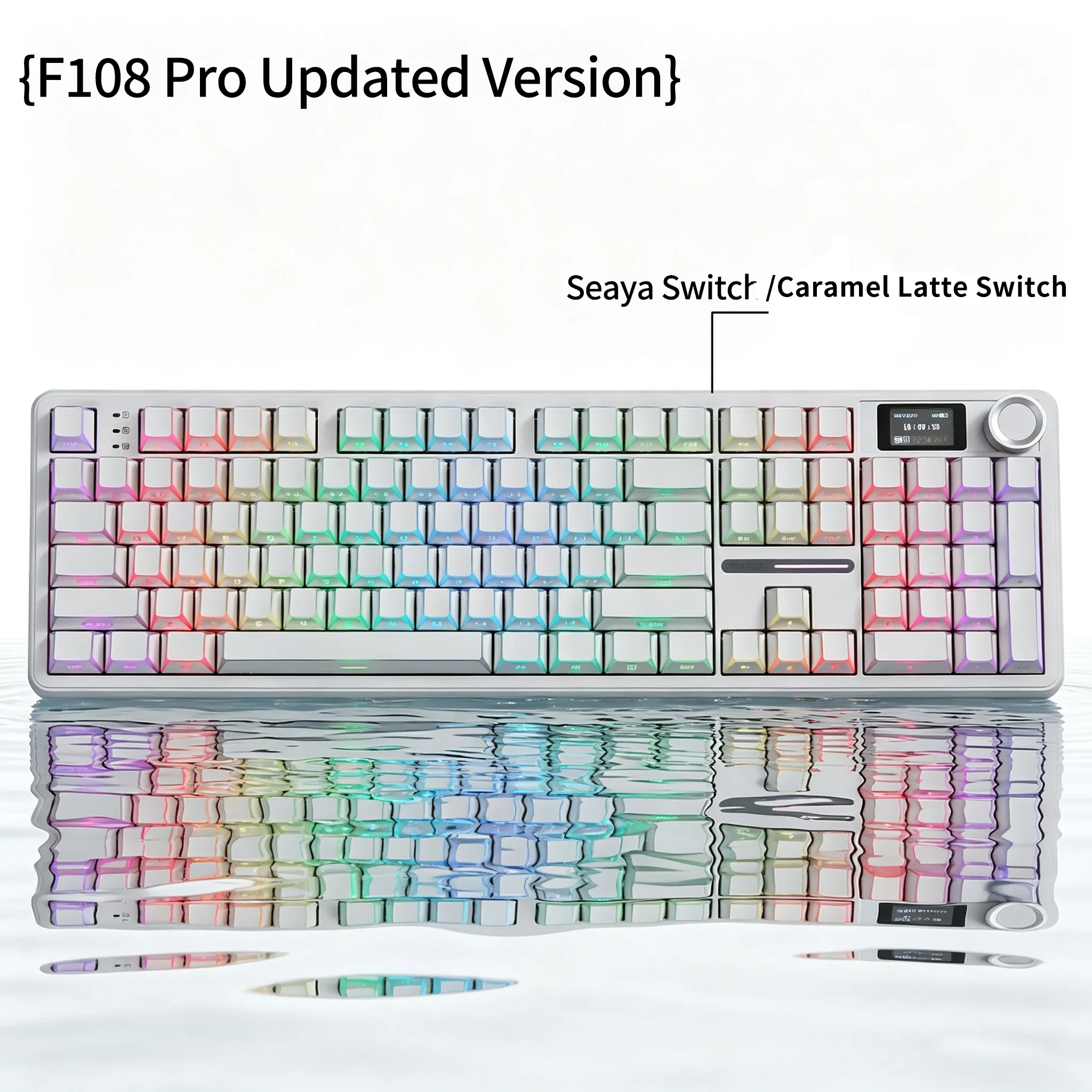 Clavier mécanique AULA F108 PRO, disposition personnalisable, rétroéclairage RVB, sans fil Bluetooth, interrupteurs HiFi 10