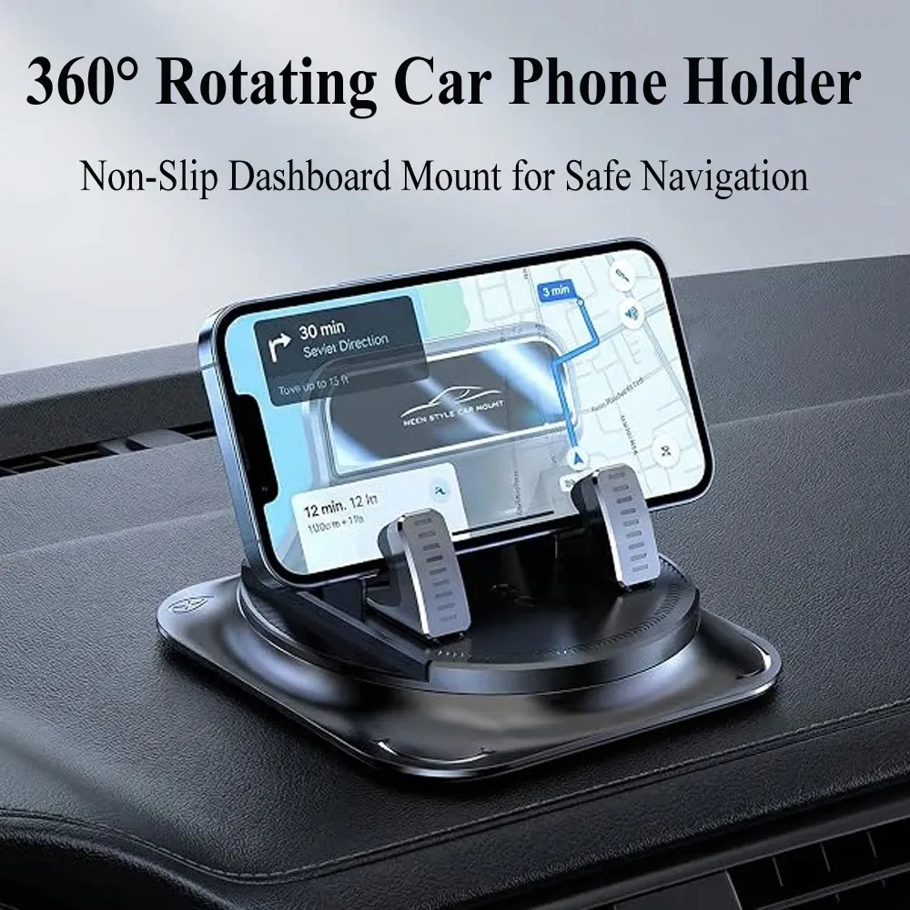 Support de téléphone pour tableau de bord à rotation 360°, angle réglable, compatible modes portrait et paysage 4
