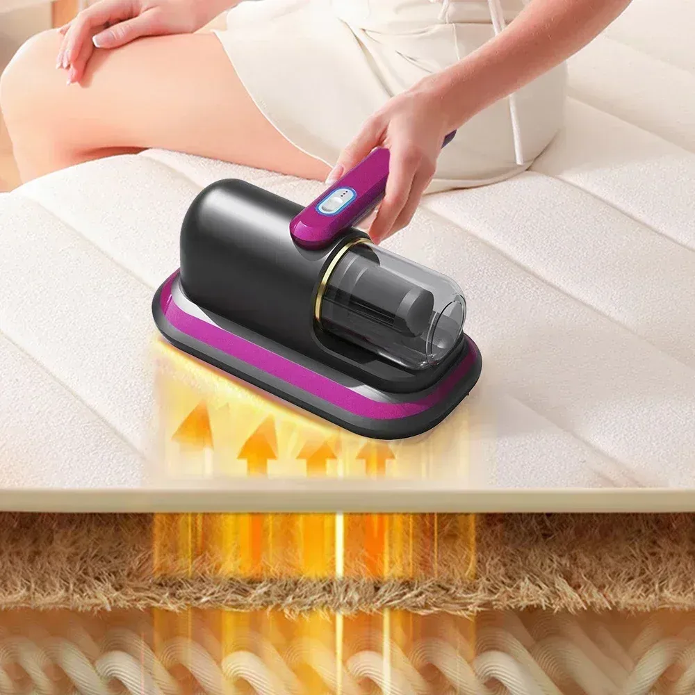 Aspirateur à main sans fil 8000 Pa, anti-acariens pour literie, portable et rechargeable par USB 3