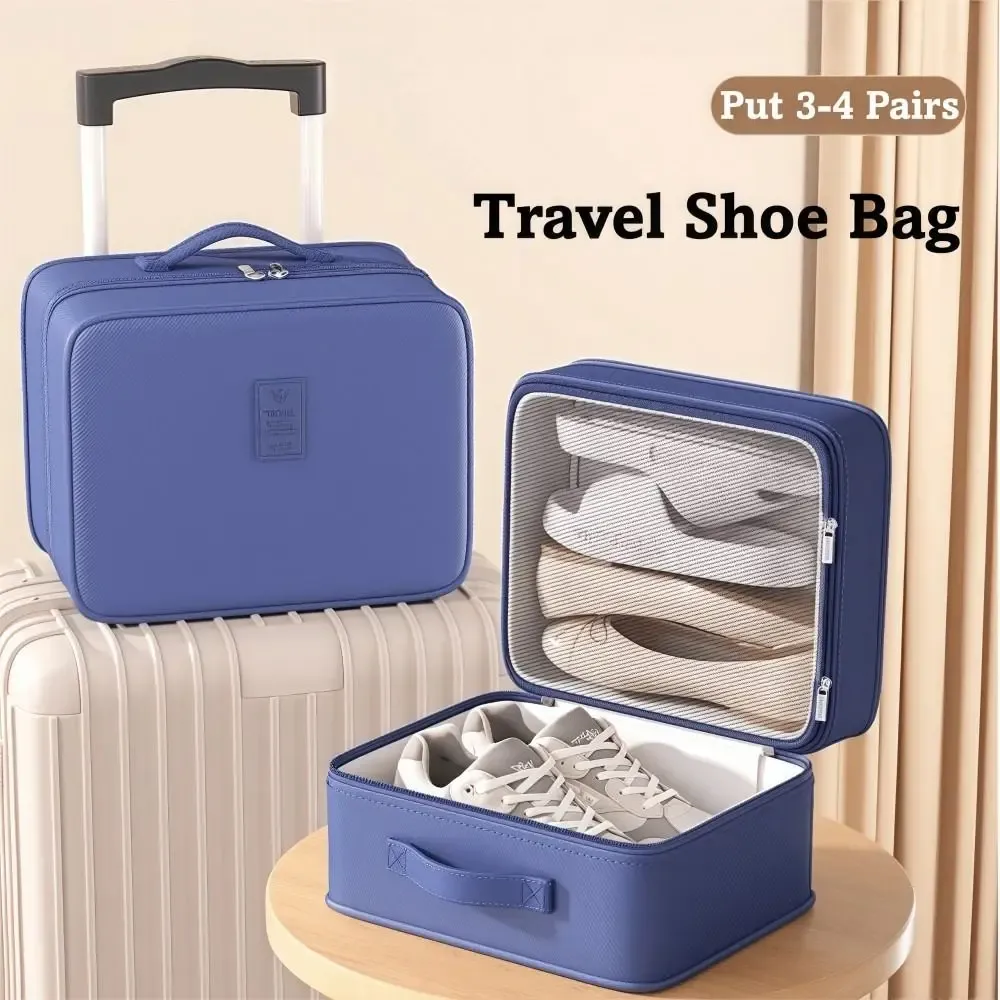 Boîte de rangement portable étanche pour 4 paires de chaussures, sac de voyage multicouche amélioré, sac de rangement robuste à fermeture éclair pour baskets 2