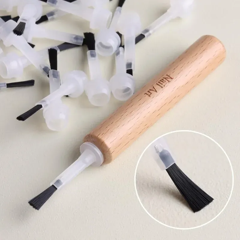Ensemble de pinceaux professionnels pour nail art avec manche en bois amovible, pinceaux multifonctions pour vernis à ongles