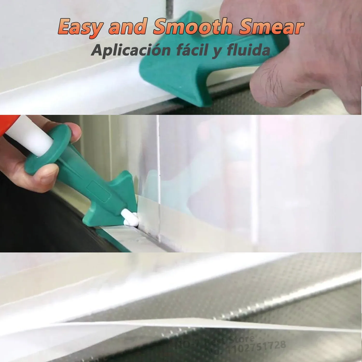 Buse de mastic en silicone multifonctionnelle, grattoir, outils de calfeutrage pour sol, kit de buses de mastic en silicone, ensemble d'amélioration de l'habitat A, 3 pièces 2