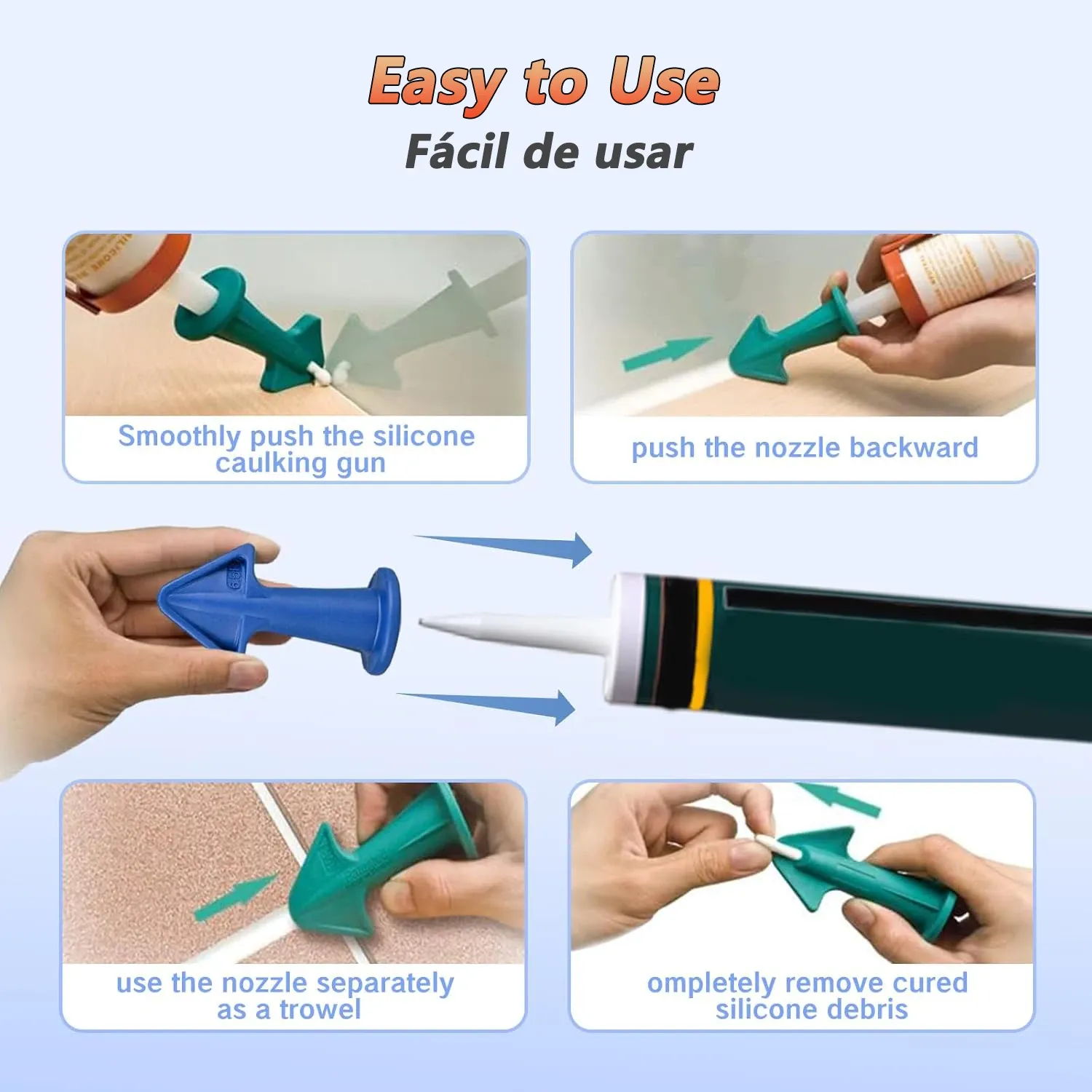 Détail des embouts de mastic en silicone