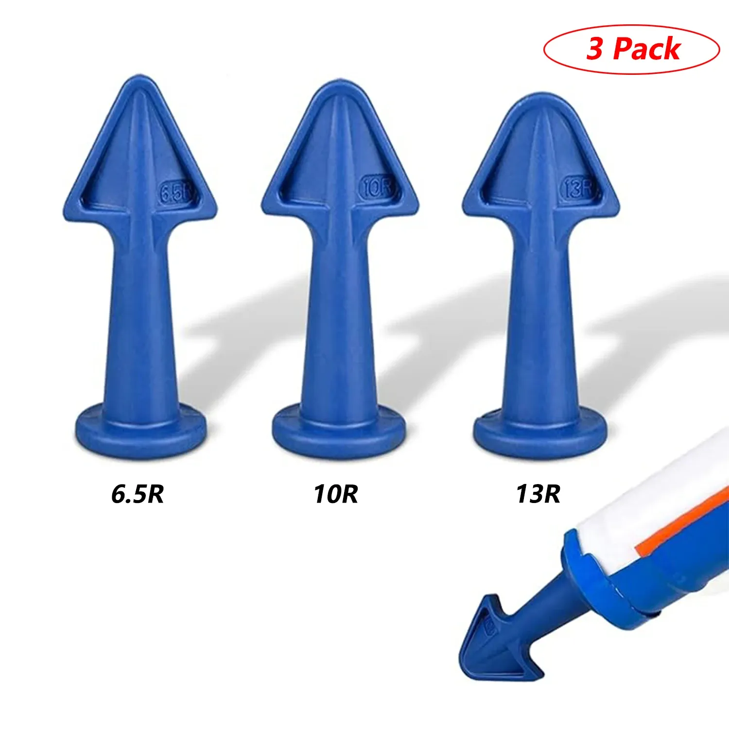 Buse de mastic en silicone multifonctionnelle, grattoir, outils de calfeutrage pour sol, kit de buses de mastic en silicone, ensemble d'amélioration de l'habitat A, 3 pièces 8