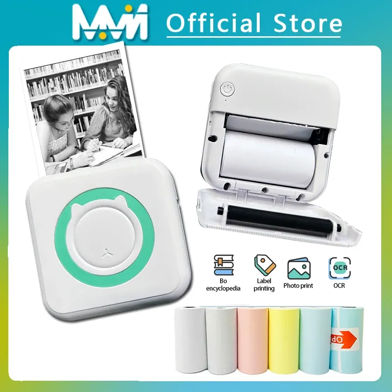 Mini-imprimante thermique portable sans fil Bluetooth 203 dpi, impression de photos, d'étiquettes et de mémos, compatible USB - Image 1