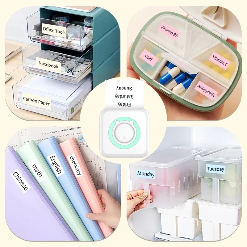 Mini-imprimante thermique portable sans fil Bluetooth 203 dpi, impression de photos, d'étiquettes et de mémos, compatible USB 5