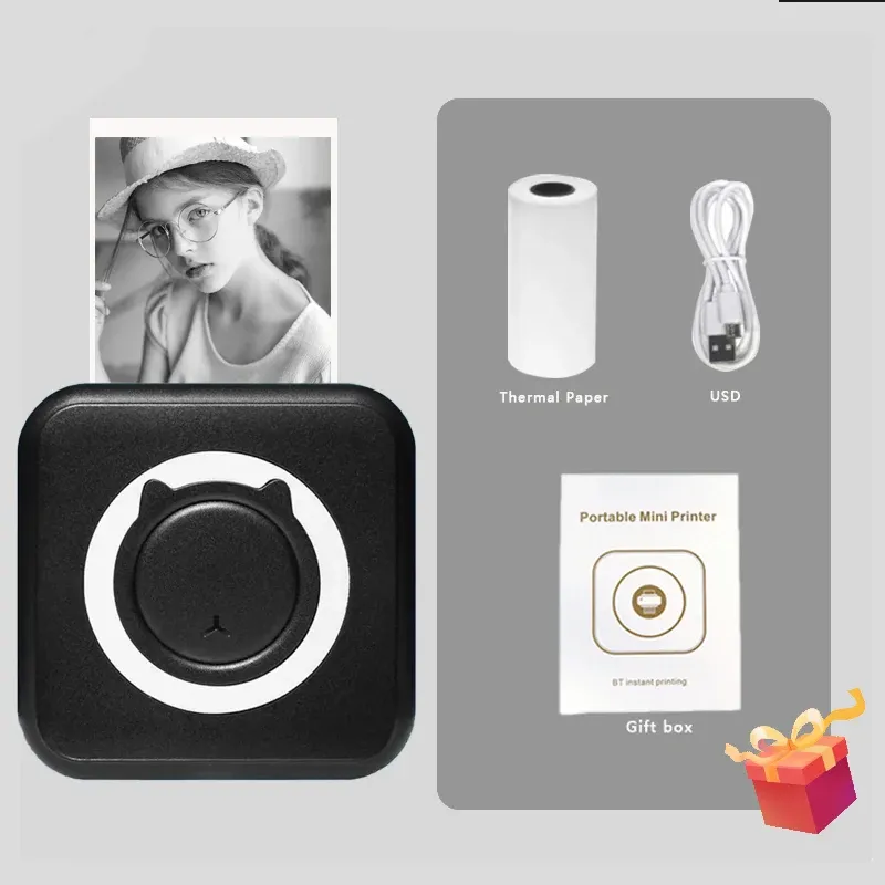 Mini-imprimante thermique portable sans fil Bluetooth 203 dpi, impression de photos, d'étiquettes et de mémos, compatible USB 15