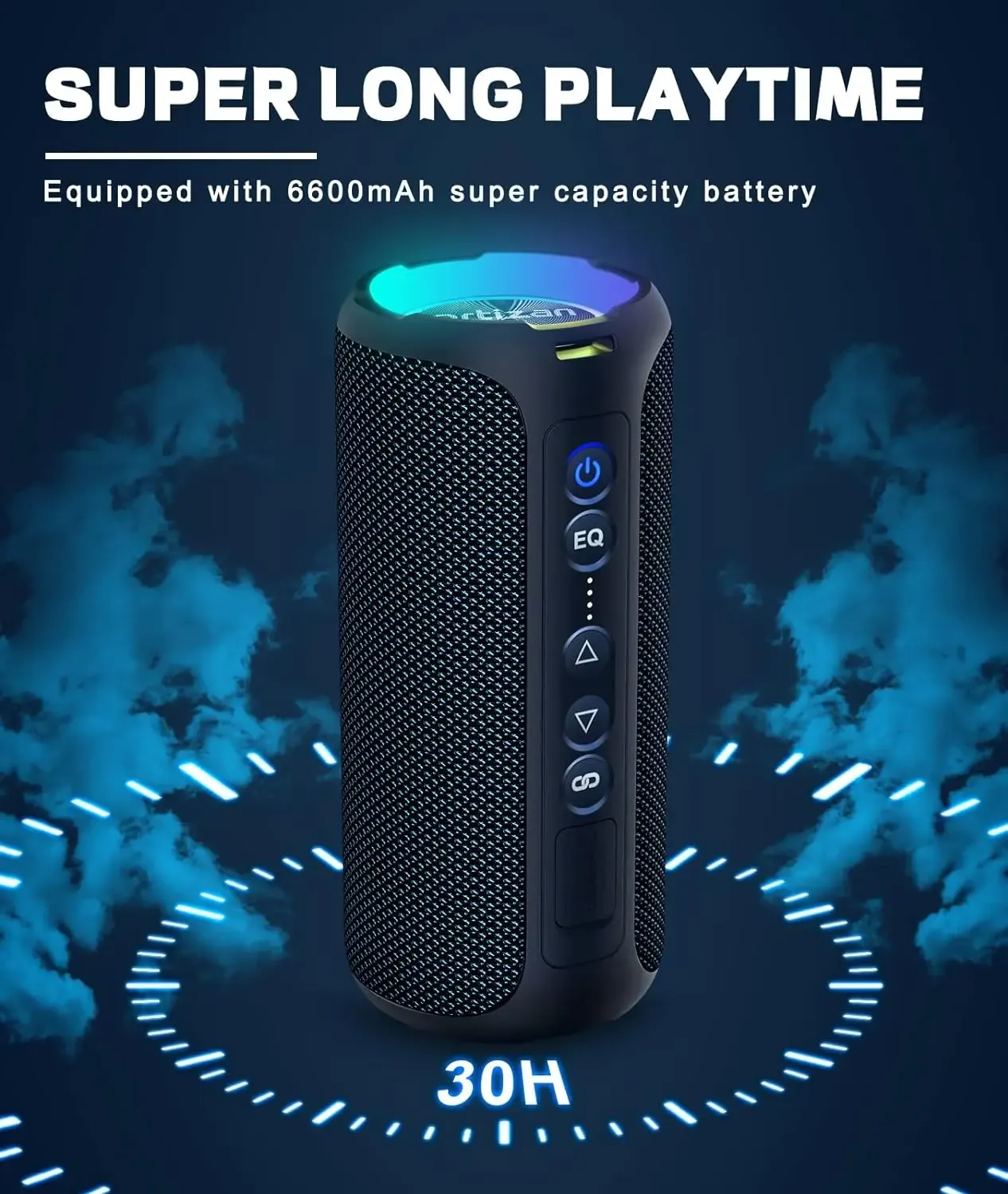 Ortizan Enceinte Bluetooth 5.3 portable, haut-parleur sans fil à basses renforcées, étanche IP7, autonomie de 30 heures, idéale pour la douche ou l'extérieur, 40 W 5