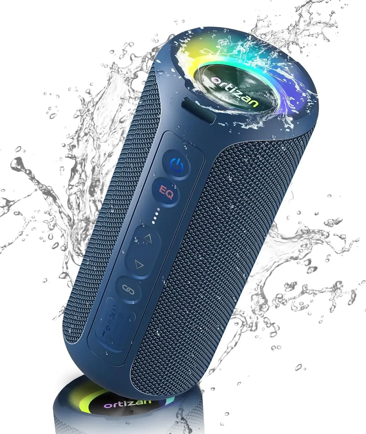 Ortizan Enceinte Bluetooth 5.3 portable, haut-parleur sans fil à basses renforcées, étanche IP7, autonomie de 30 heures, idéale pour la douche ou l'extérieur, 40 W 7