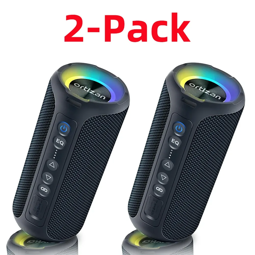 Ortizan Enceinte Bluetooth 5.3 portable, haut-parleur sans fil à basses renforcées, étanche IP7, autonomie de 30 heures, idéale pour la douche ou l'extérieur, 40 W 10