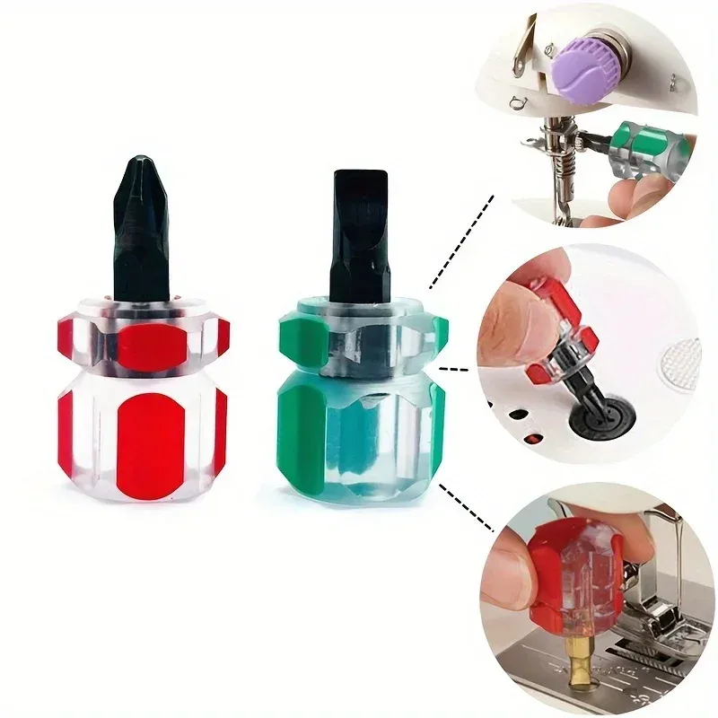 Jeu de 2 tournevis pour mini machine à coudre, à tête en forme de navet, portable, avec outil de réparation de plaque à aiguilles pour la couture et le tricot 2