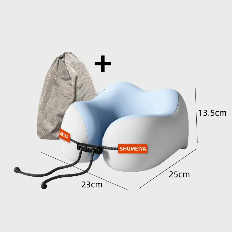 Oreiller en forme de U en coton à mémoire de forme, support de cou portable, doux et lavable pour le confort en avion et en voyage 7