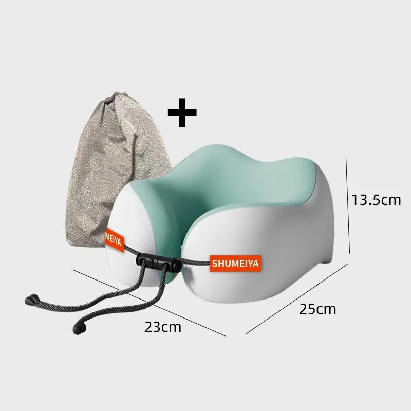 Oreiller en forme de U en coton à mémoire de forme, support de cou portable, doux et lavable pour le confort en avion et en voyage 9