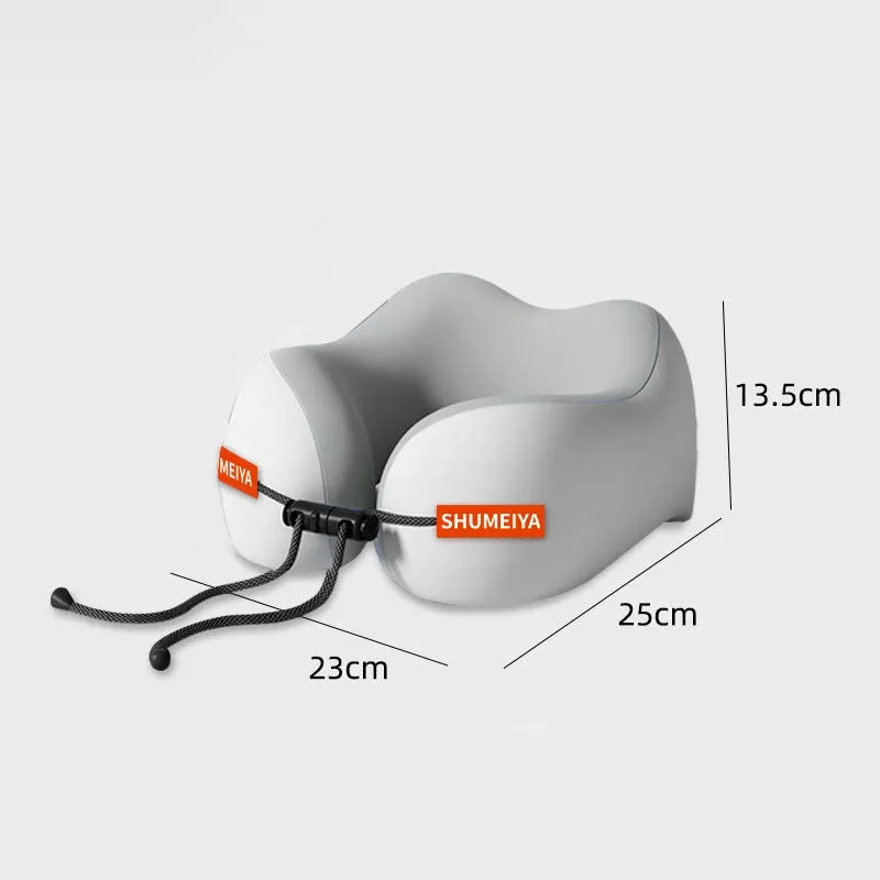 Oreiller en forme de U en coton à mémoire de forme, support de cou portable, doux et lavable pour le confort en avion et en voyage 12
