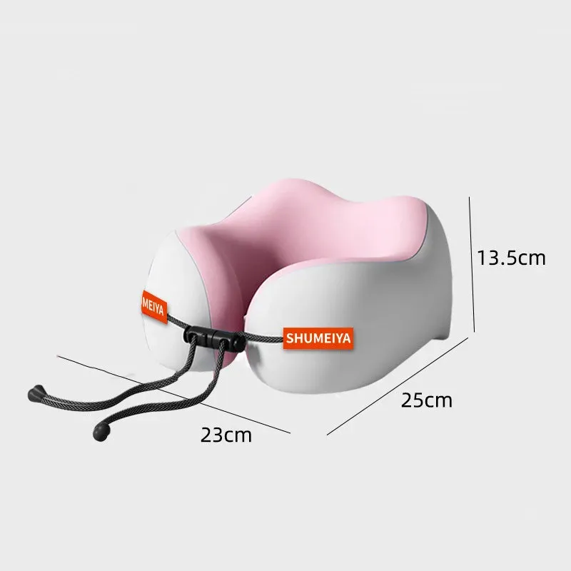 Oreiller en forme de U en coton à mémoire de forme, support de cou portable, doux et lavable pour le confort en avion et en voyage 15
