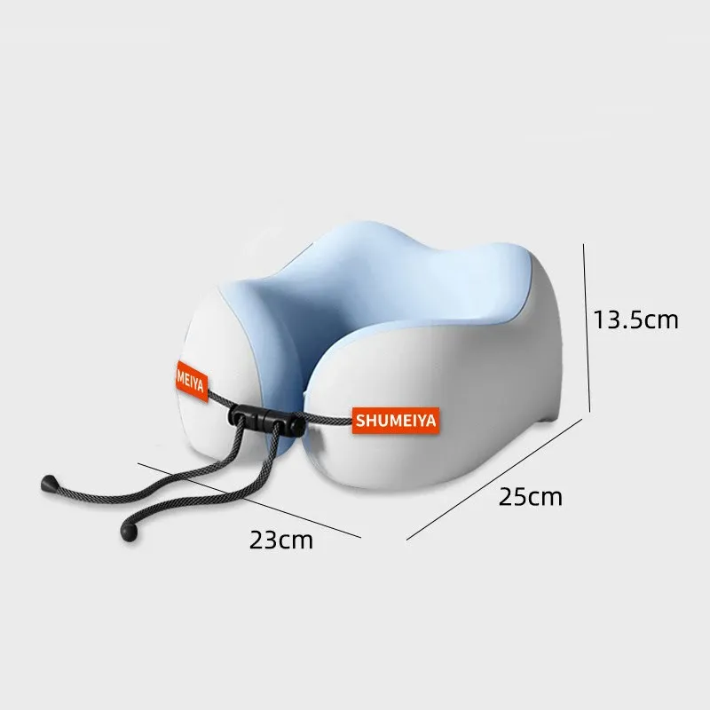Oreiller en forme de U en coton à mémoire de forme, support de cou portable, doux et lavable pour le confort en avion et en voyage 14