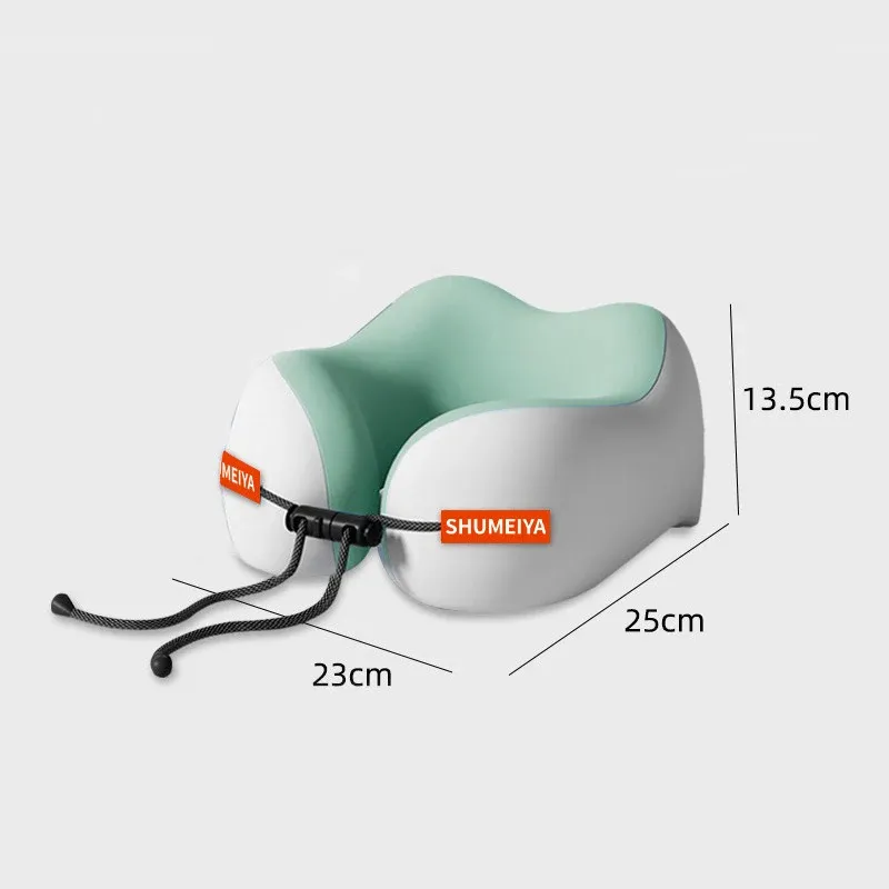 Oreiller en forme de U en coton à mémoire de forme, support de cou portable, doux et lavable pour le confort en avion et en voyage 17