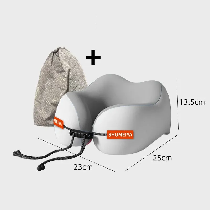 Oreiller en forme de U en coton à mémoire de forme, support de cou portable, doux et lavable pour le confort en avion et en voyage 16
