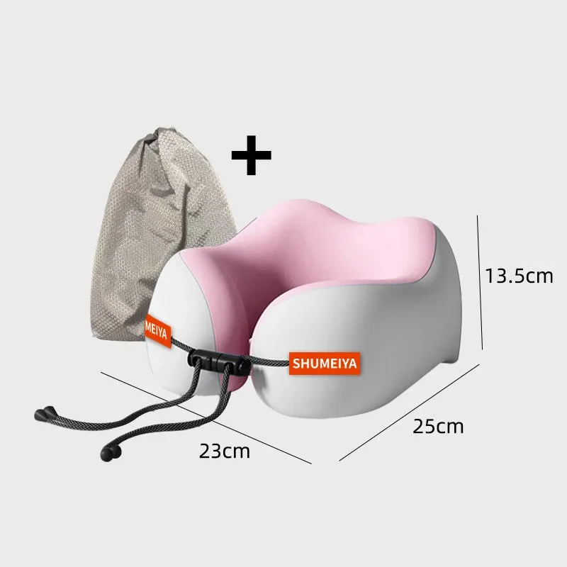 Oreiller en forme de U en coton à mémoire de forme, support de cou portable, doux et lavable pour le confort en avion et en voyage 18