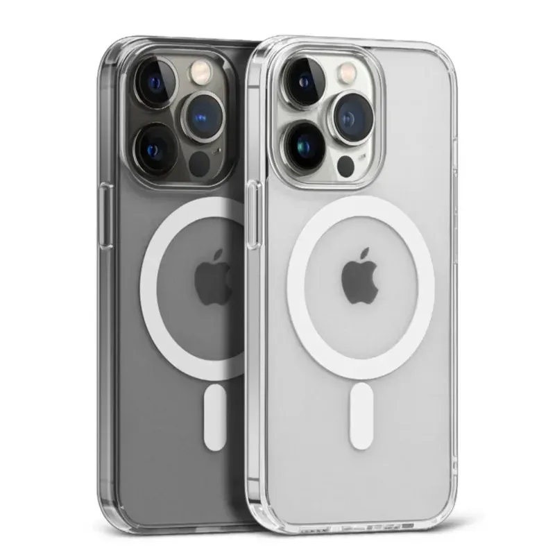 Coque magnétique transparente d'origine pour iPhone 17, 16, 15, 14 Plus, 13, 12 mini, 11 Pro Max, 16E et 17E – Étui transparent compatible MagSafe