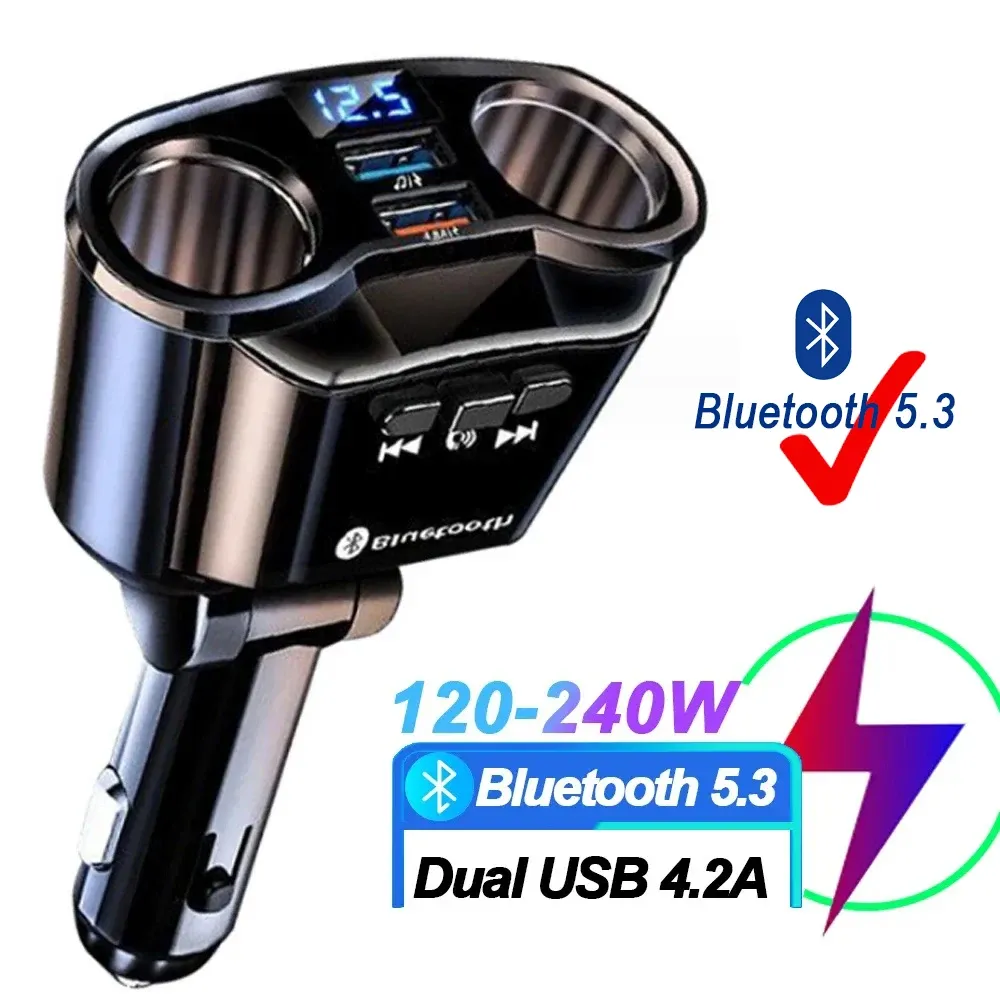 Chargeur de voiture à charge rapide PD et QC 3.0, double USB 4,8 A, avec écran numérique 8