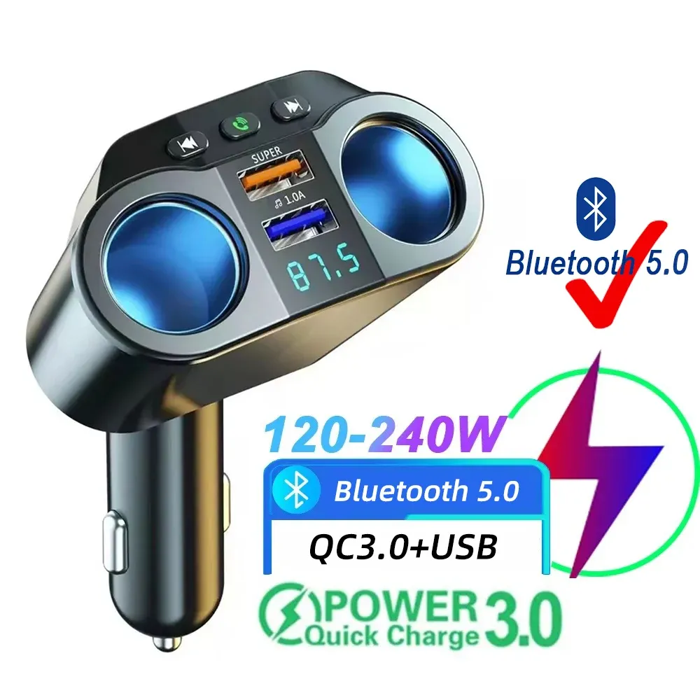 Chargeur de voiture à charge rapide PD et QC 3.0, double USB 4,8 A, avec écran numérique 10