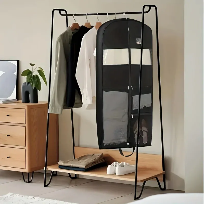 Sac de rangement pour vêtements de voyage à fermeture éclair, organisateur suspendu à soufflet avec compartiment pour chemises, manteaux et robes 4
