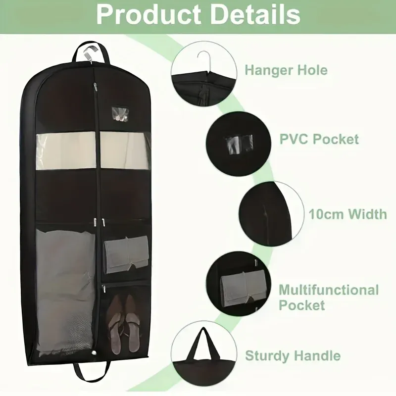 Sac de rangement pour vêtements de voyage à fermeture éclair, organisateur suspendu à soufflet avec compartiment pour chemises, manteaux et robes 5