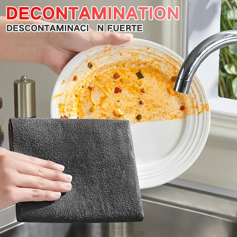 Chiffon de nettoyage en microfibre épais pour verre, réutilisable et lavable, sans peluches, pour cuisine et voiture 4