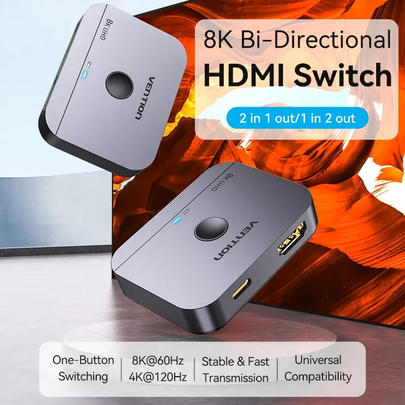Commutateur HDMI bidirectionnel 8K en alliage d'aluminium