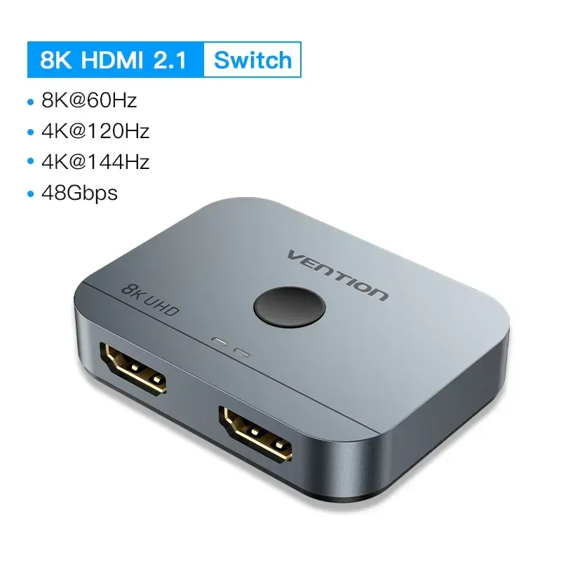 Commutateur HDMI 8K bidirectionnel 2.1 Vention, adaptateur 1x2/2x1, convertisseur de sortie 2 en 1 pour PS4/PS5, Xiaomi TV Box 10